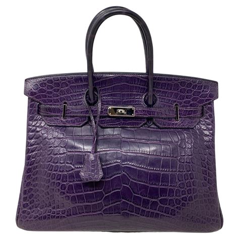 birkin alligator hermes bag purple